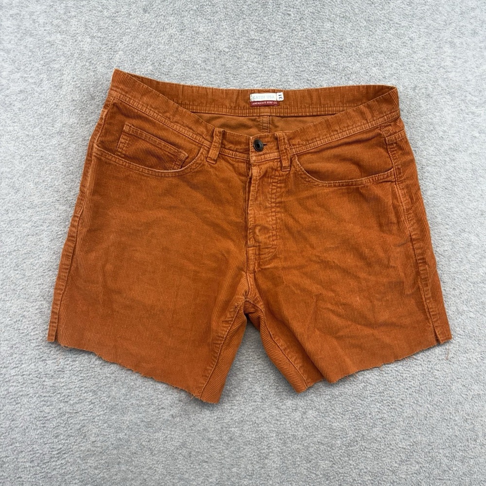 Katin Corduroy Shorts  Orange Drawstring Casual Pockets Mens SZ 31 Cut Off Surf